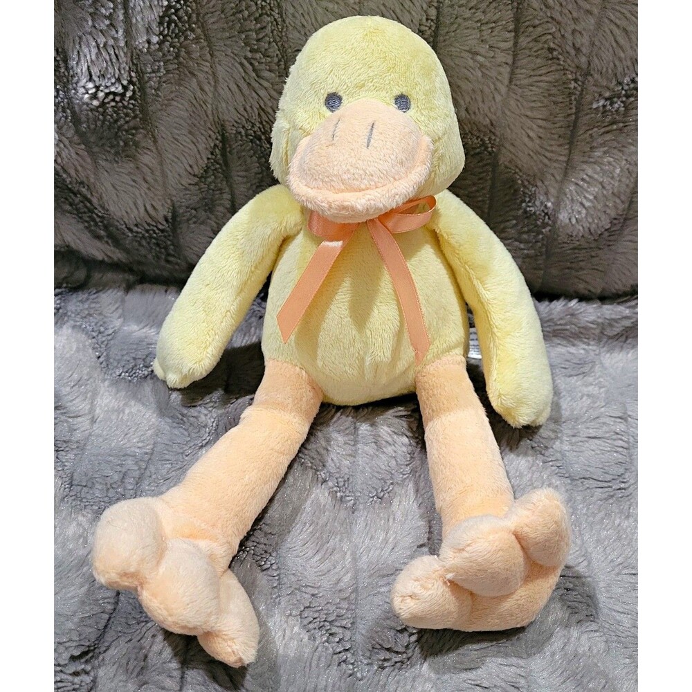 Babies R Us 2013 Yellow Duck Chick Plush Stuffed Toy Long Legs Ribbon 10"